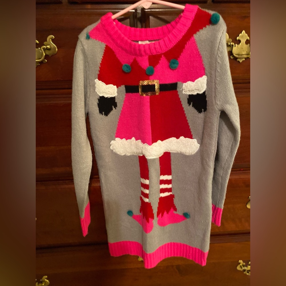 Total Girl size 7-8 ugly sweater tunic or dress #elf